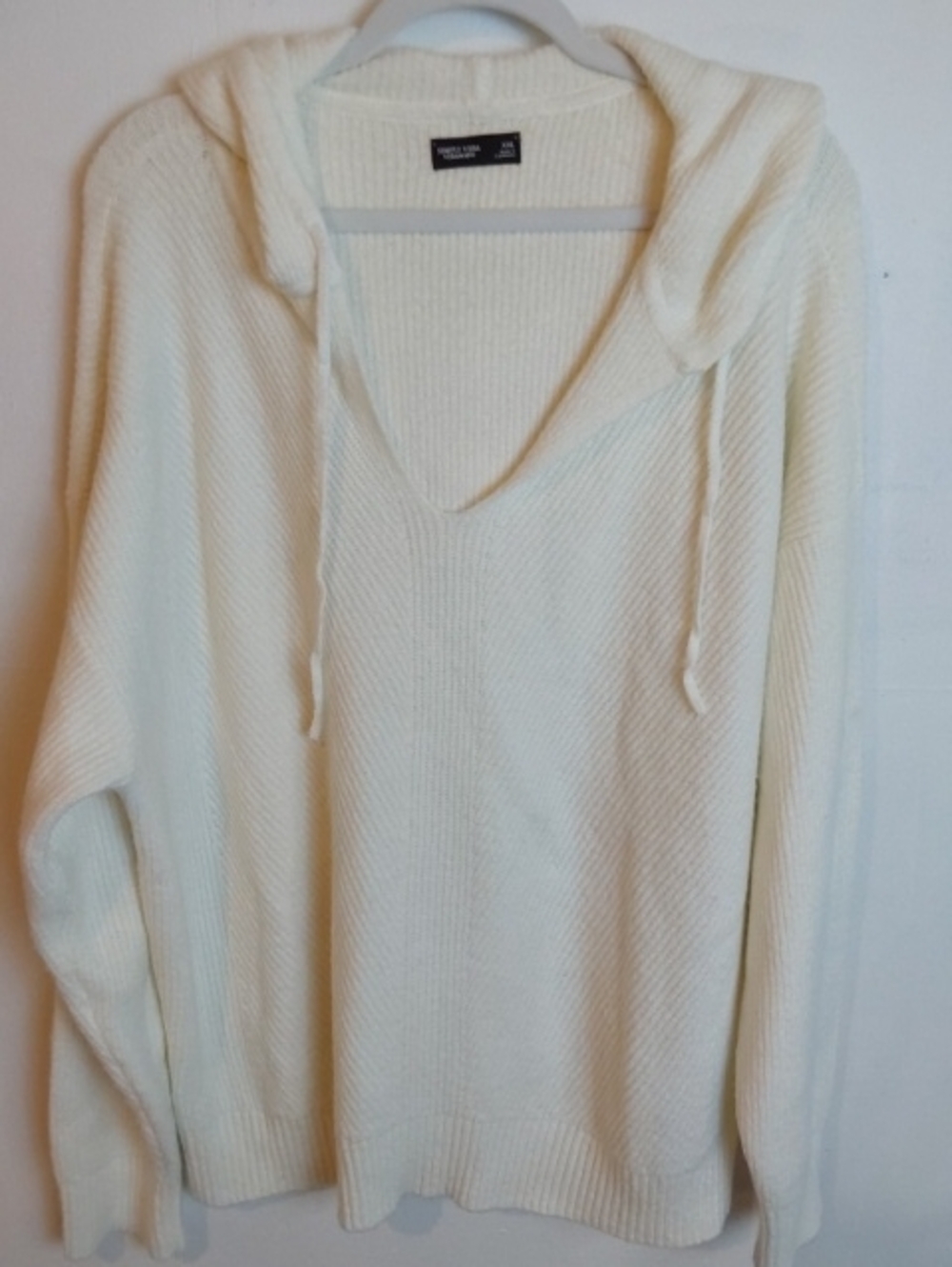 Vera Wang| Cream Luxe Cashmere Blend Waffle Knit Ultra Soft Hoodie Sz.XXL